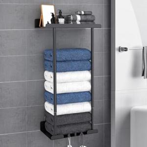 Wall-Mounted Adjustable Towel Rack, No Drilling