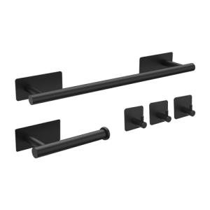 Black Bathroom Accessories Set with Holder and Hook