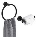 Matte Black Toilet Roll Holder and Towel Ring Set