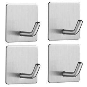 Stainless Steel Self-Adhesive Hooks - 4 Pack