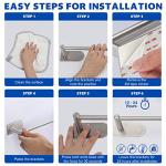 Aukware Self Adhesive Towel Rail - 40cm Brushed Steel