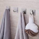 Stainless Steel Self-Adhesive Hooks - 4 Pack