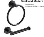 Matte Black Toilet Roll Holder and Towel Ring Set