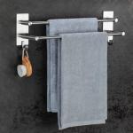 Self-Adhesive Stainless Steel Towel Rack with Hooks