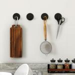 Black Self-Adhesive Hooks for Towel Storage