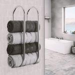 Chrome Wall Mounted Towel Rail Storage Rack