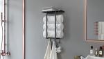 Wall-Mounted Towel Rack with Shelf and Hooks