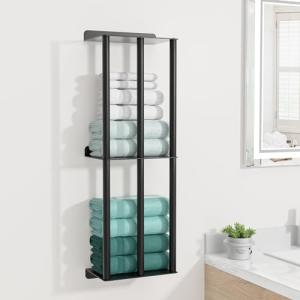 Stylish 2-Tier Wall Mounted Towel Rack