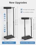 Adjustable Black Towel Rack with Shelf and Hooks