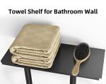 Wall-Mounted Towel Rack with Shelf and Hooks