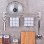 Self-Adhesive Stainless Steel Towel Rack with Hooks