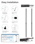 Adjustable Black Towel Rack with Shelf and Hooks