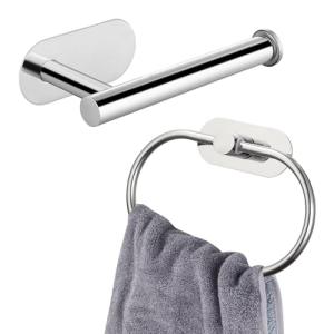 Self-Adhesive Chrome Toilet Paper and Towel Holder