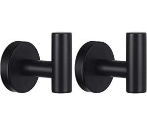 Matte Black Stainless Steel Towel Hooks - 2 Pack