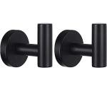 Matte Black Stainless Steel Towel Hooks - 2 Pack