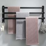 60CM Black Aluminum Towel Holder, Three-Rod Design