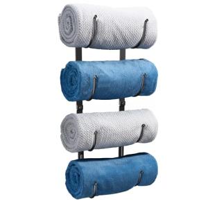 4-Tier Wall-Mounted Towel Rack Storage Organizer