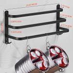60CM Black Aluminum Towel Holder, Three-Rod Design
