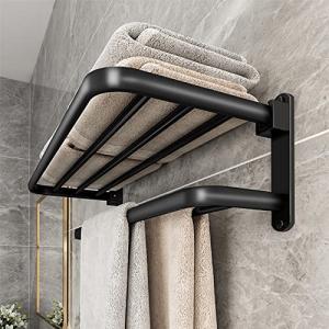 Matte Black Wall-Mounted Towel Holder with 2 Bars