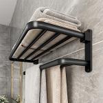 Matte Black Wall-Mounted Towel Holder with 2 Bars