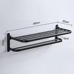 Matte Black Wall-Mounted Towel Holder with 2 Bars