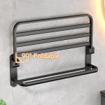 Matte Black Wall-Mounted Towel Holder with 2 Bars