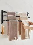 60CM Black Aluminum Towel Holder, Three-Rod Design