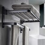 Matte Black Wall-Mounted Towel Holder with 2 Bars