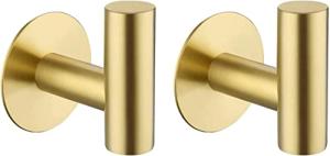 Brushed Brass Self-Adhesive Towel Hook Set