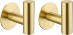 Brushed Brass Self-Adhesive Towel Hook Set