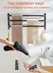 60CM Black Aluminum Towel Holder, Three-Rod Design