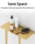 Gold Wall-Mounted Towel Rack with Shelf
