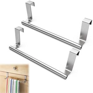 2-Piece Silver Over-Door Towel Rack