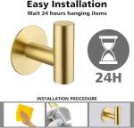 Brushed Brass Self-Adhesive Towel Hook Set