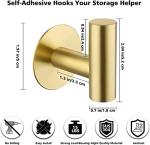 Brushed Brass Self-Adhesive Towel Hook Set