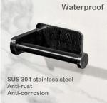 Self-Adhesive Matte Black Bathroom Roll Holder Set