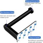 Self-Adhesive Matte Black Bathroom Roll Holder Set