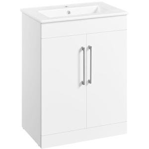 Stylish White Free-Standing Bathroom Vanity with Sink