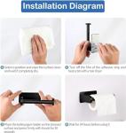 Self-Adhesive Matte Black Bathroom Roll Holder Set