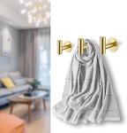 Brushed Brass Self-Adhesive Towel Hook Set