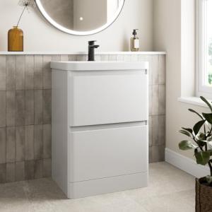 600mm White Gloss Vanity Unit with Sink