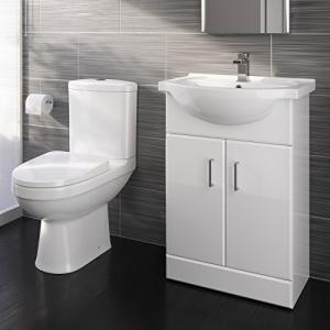 Ceramic Vanity Sink Unit with Toilet Set