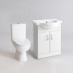 Ceramic Vanity Sink Unit with Toilet Set