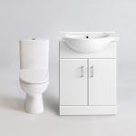Ceramic Vanity Sink Unit with Toilet Set