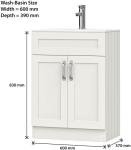 600mm Floor Standing Bathroom Vanity Unit with Basin