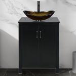 Stylish Black Bathroom Sink Cabinet with Gold Vessel