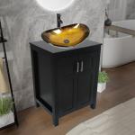 Stylish Black Bathroom Sink Cabinet with Gold Vessel