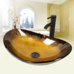 Stylish Black Bathroom Sink Cabinet with Gold Vessel