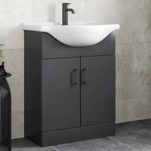 Sleek Black Vanity Unit with Ceramic Sink