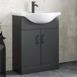 Sleek Black Vanity Unit with Ceramic Sink